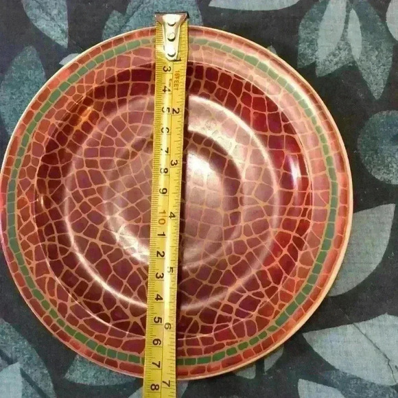 Set of 4 Vintage "Mosaic Fruit" Cups and Saucers~Italy~Pier 1 TUSCAN Red Crackle - Picture 10 of 12